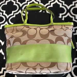 Authentic Coach Signature Strip Tote Handbag